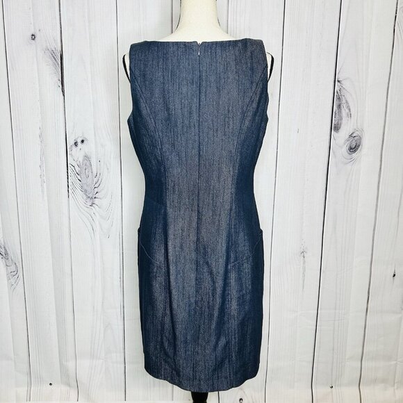 Jessica Simpson Womens Denim Shift Dress Sleeveless Sz 10 Grommet Detail - Picture 9 of 11